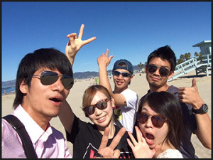 Japanese group beach